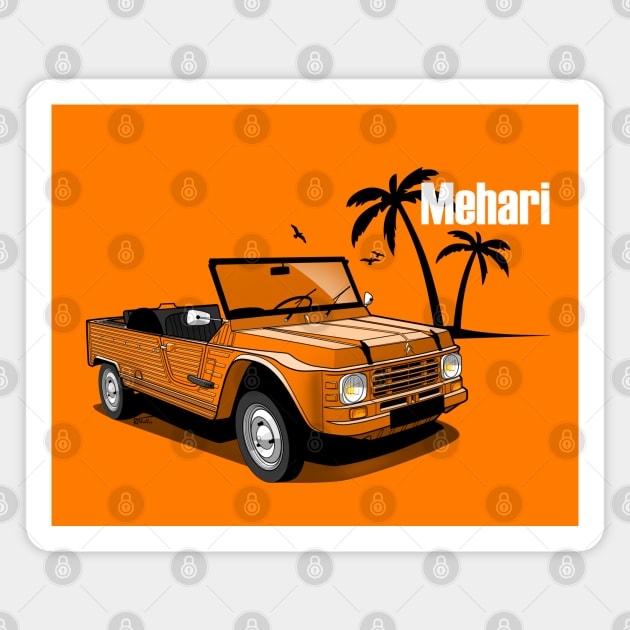 Mehari transparent illustration Magnet by RJW Autographics